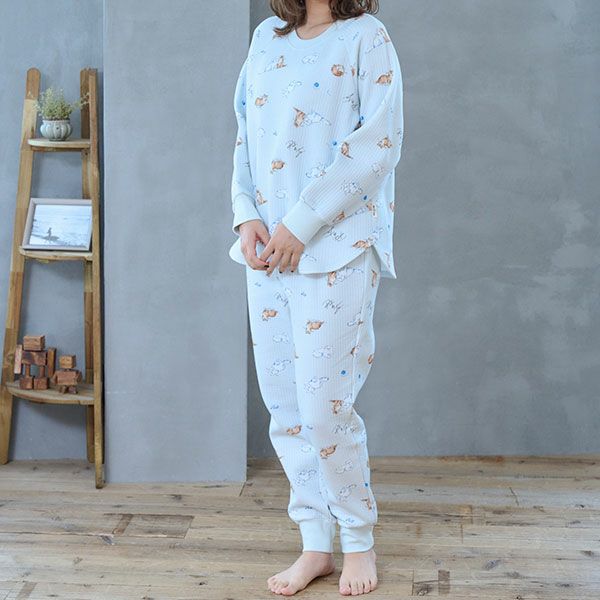 し*る様 ¥84,700【PG/5】ツインニットスニード&パンツセットアップパー ヌネット＆ジプシー毛糸遊びプリント ニットキルト セットアップ