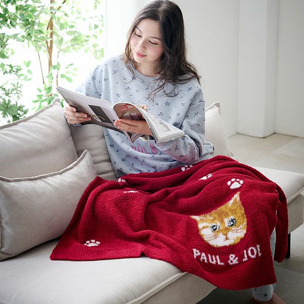 ラッピング済み】ランダム猫足跡ジャガード ブランケット