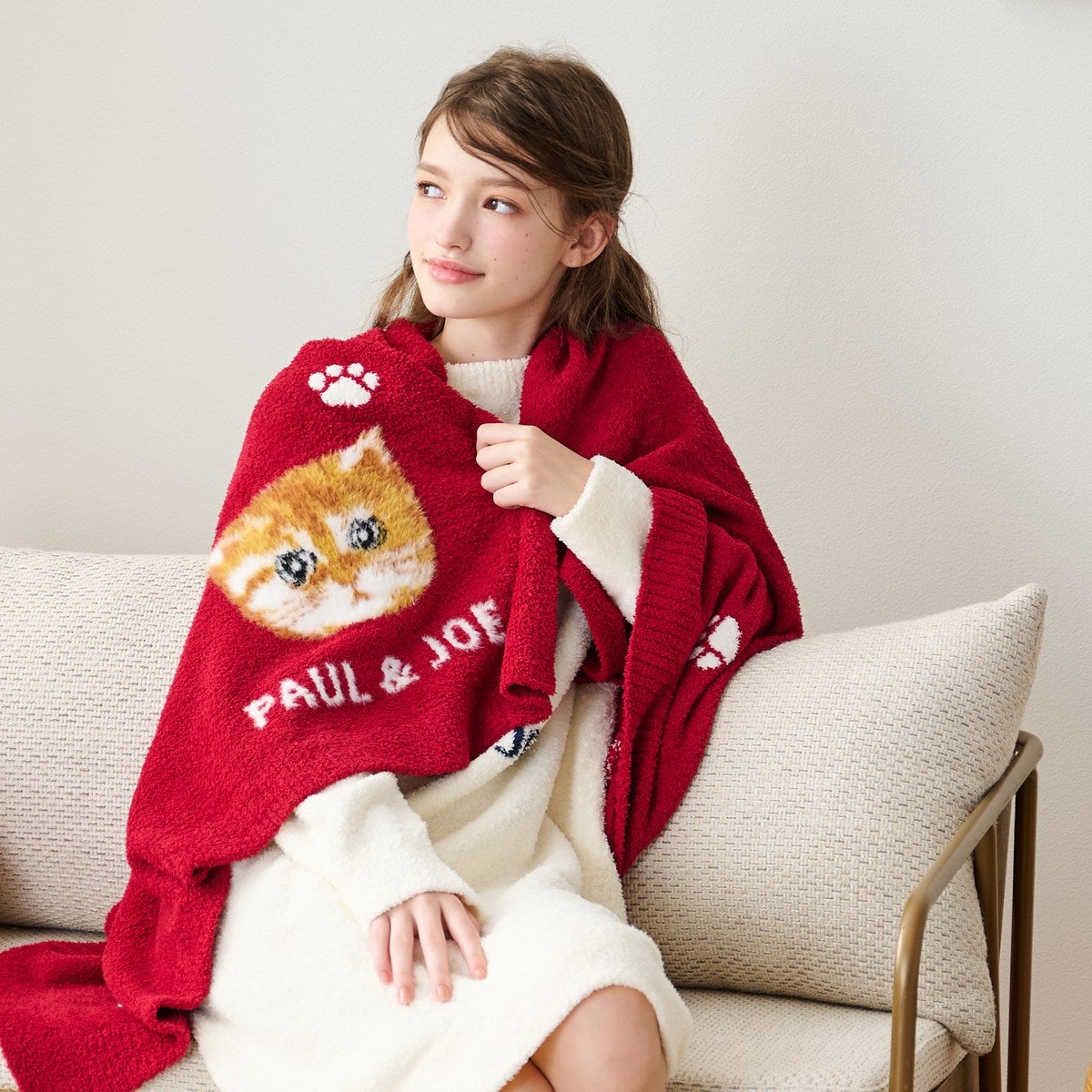 新品 未開封 CATジャガードブランケット ラッピング済み】ランダム猫足跡ジャガード ブランケット
