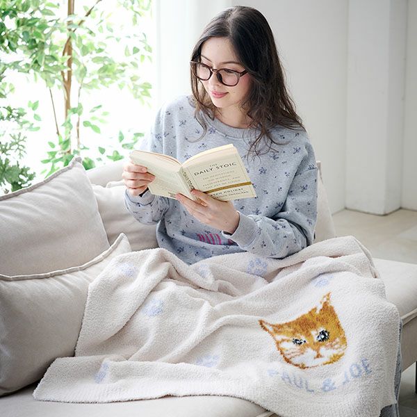 新品 未開封 CATジャガードブランケット ラッピング済み】ランダム猫足跡ジャガード ブランケット