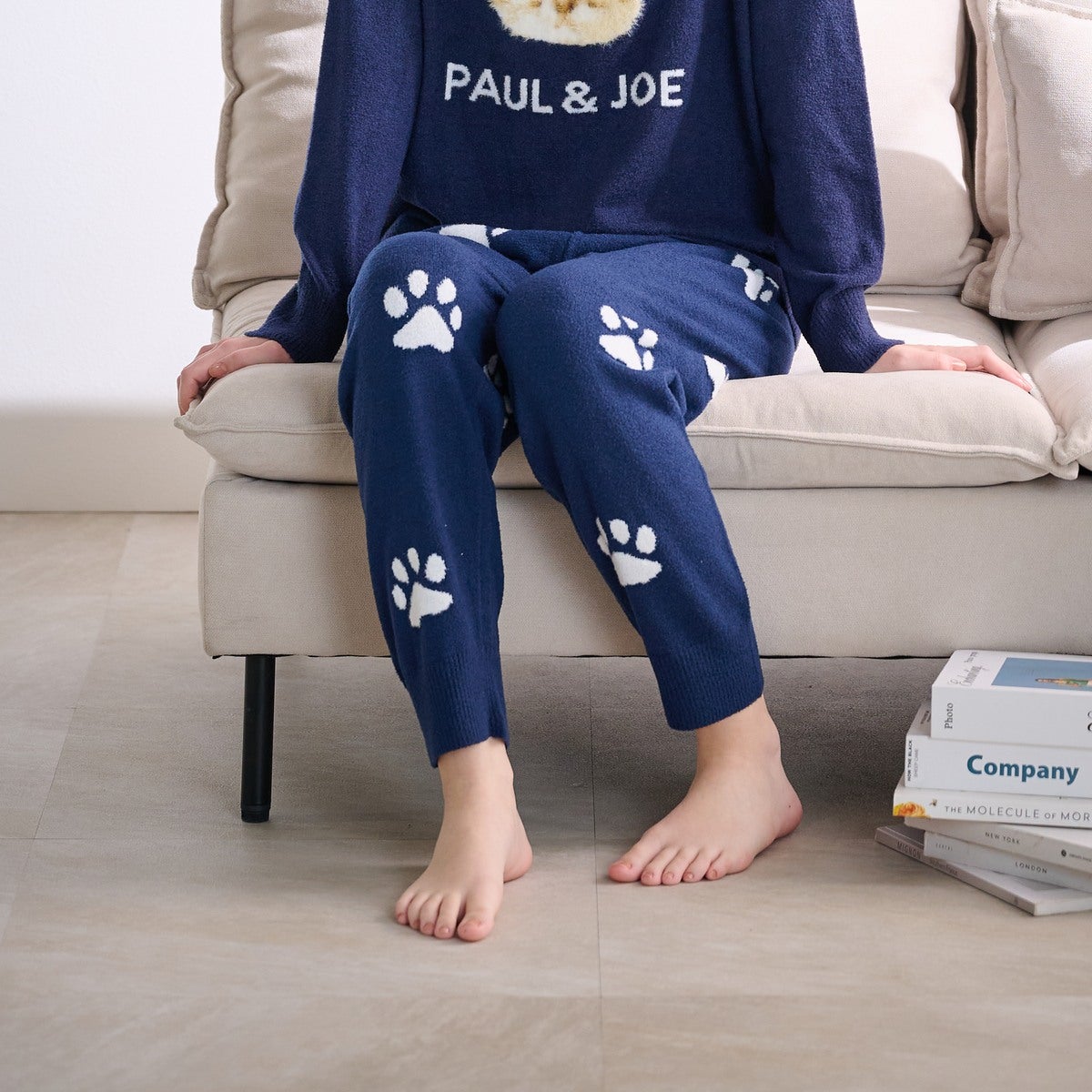 【3月18日限定ポイント10倍】【PAUL&JOE】ランダム猫足跡夏ニットロングパンツ
