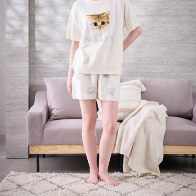 【3月18日限定ポイント10倍】【PAUL&JOE】ランダム猫足跡夏ニットショートパンツ