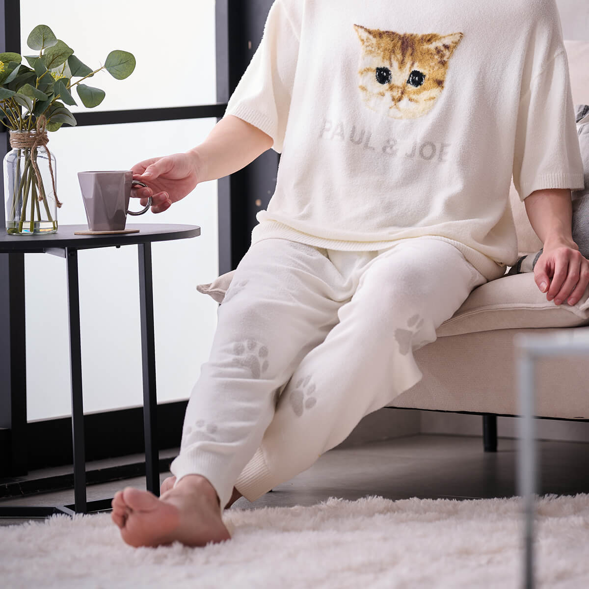 【3月18日限定ポイント10倍】【PAUL＆JOE】【メンズ】ランダム猫足跡夏ニットロングパンツ