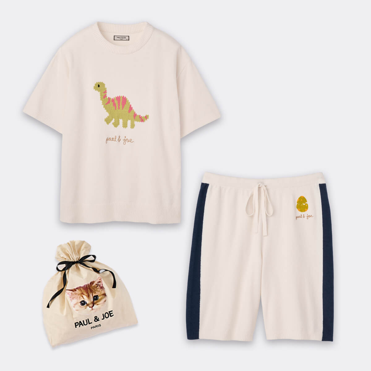 BABYLトレーナー&ハーフパンツセットアップ　Ｌサイズ エコバッグラッピング】【メンズ】ダイナソー 夏ニット プルオーバー